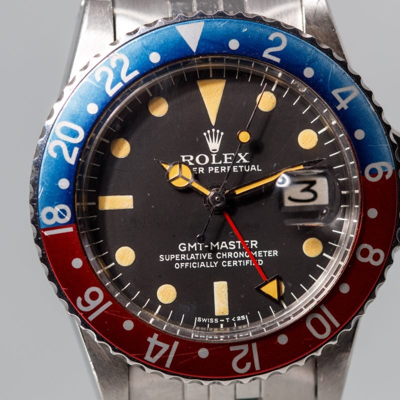 ROLEX GMT MASTER REF 1675 MK5 DIAL PUMPKIN FULL SET VUE DU CADRAN 2