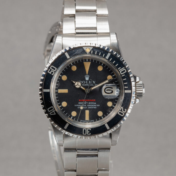 Rolex submariner red ref 1680 mk4 rare full full set double punched paper invoice + service from 1970 ( stock paris heure )