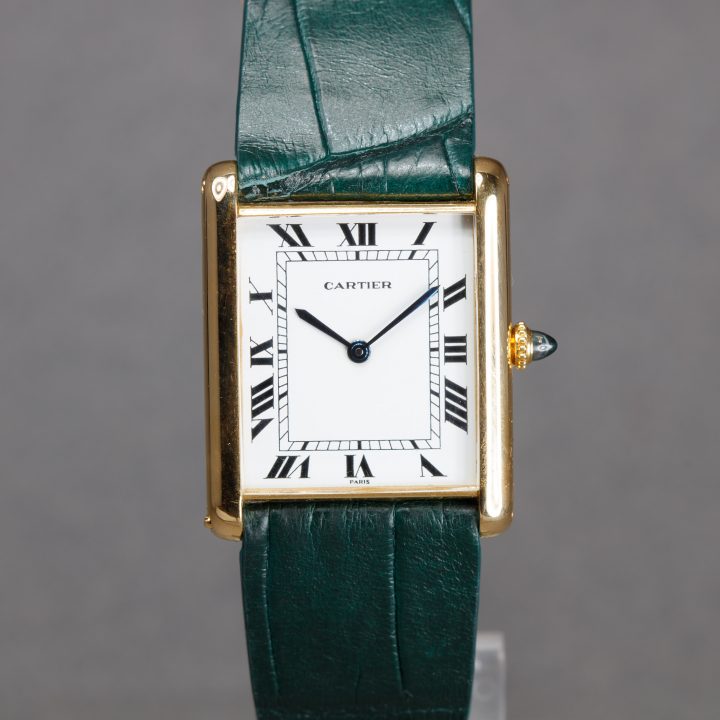 Cartier tank jumbo automatique en or jaune 18k 750 deployante 18k from 1970’s ( stock ph watches )