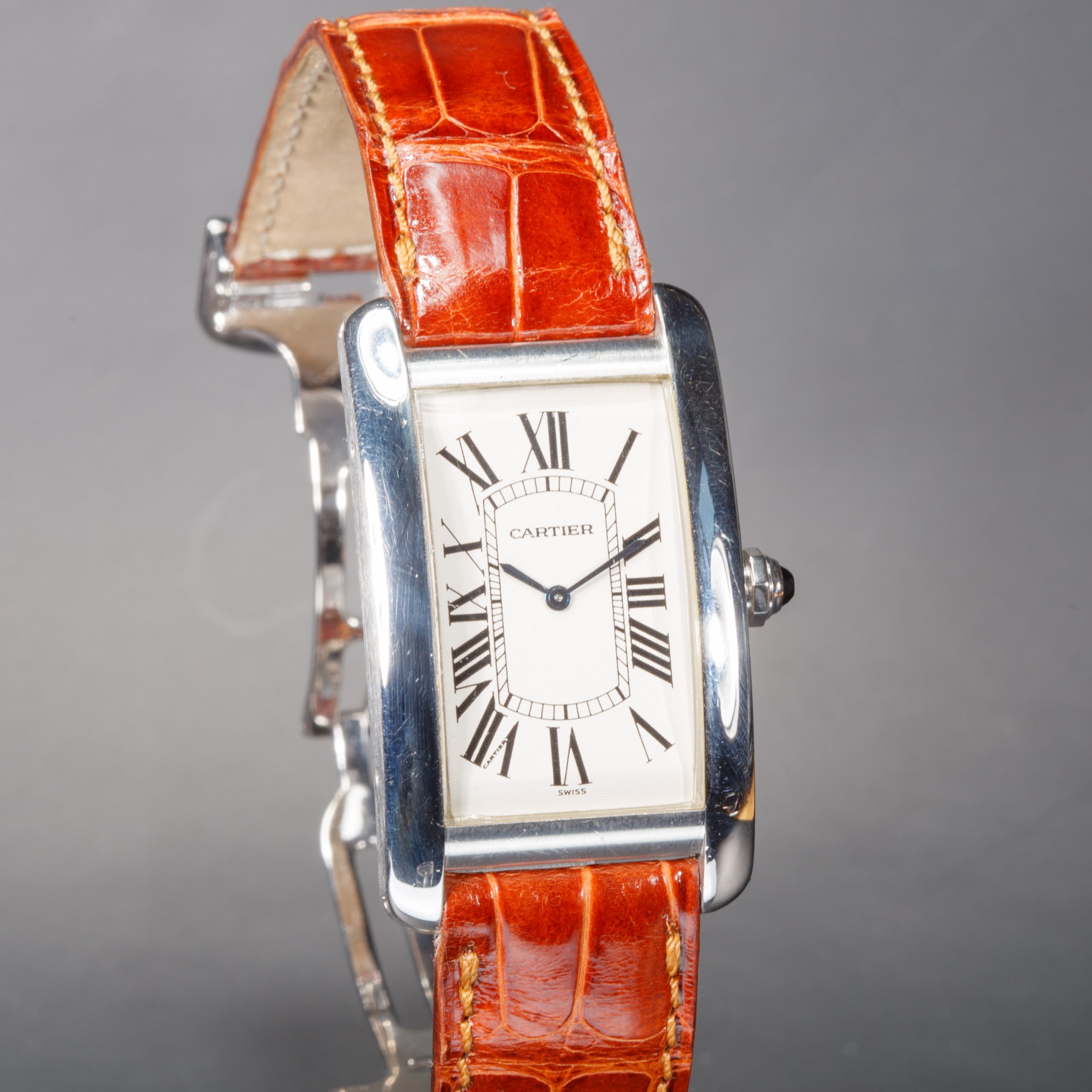Cartier tank americaine ref 1734 rare platinum first generation from 80’s  stock ph watches